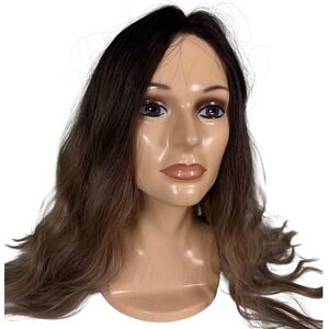 Long Wavy Ombre Synthetic Wig Dark Brown‎ to Caramel Blonde Lace Front NWT